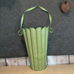 Green Metal Hanging Wall Vase
